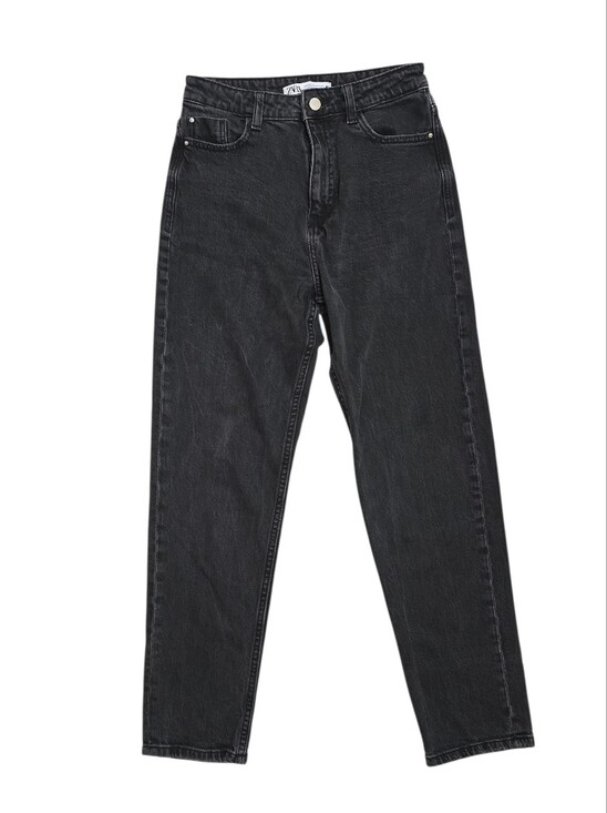 Zara Denim - Zara Charcoal Grey/ Black Washed Mom High-rize Jeans 4